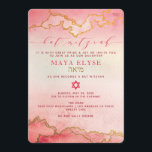 Elegante Aquarellfarbe Rosa Ombre Gold Bat Mitzvah Einladung<br><div class="desc">Feiern Sie Ihre Töchter Bat Mitzvah mit einem roten und rosa ombre Wasserfarbe Thema. Diese Einladung zeigt einen farbenfrohen Hintergrund mit Gold.</div>