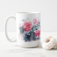 Elegante Aquarellfarbe Rosenmalerei Kaffeemaschine