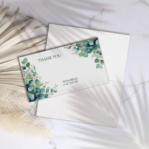 Elegante Aquarellfarben-Blätter Danke-Card
