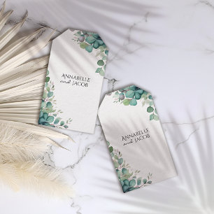 Elegante Aquarellfarben Blätter Gastgeschenk Hochz Geschenkanhänger