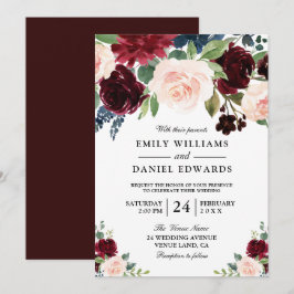 Elegante Aquarellfarben Blume Moderne Hochzeit Einladung