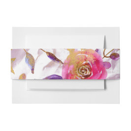 Elegante Aquarellfarben Blumen Rosa und Weiß Einladungsbanderole
