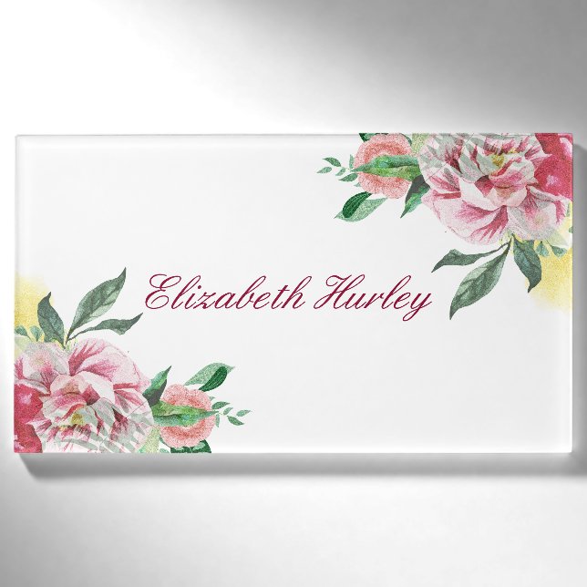 Elegante Aquarellfarben - Florenname Namenschild (Vorderseite)