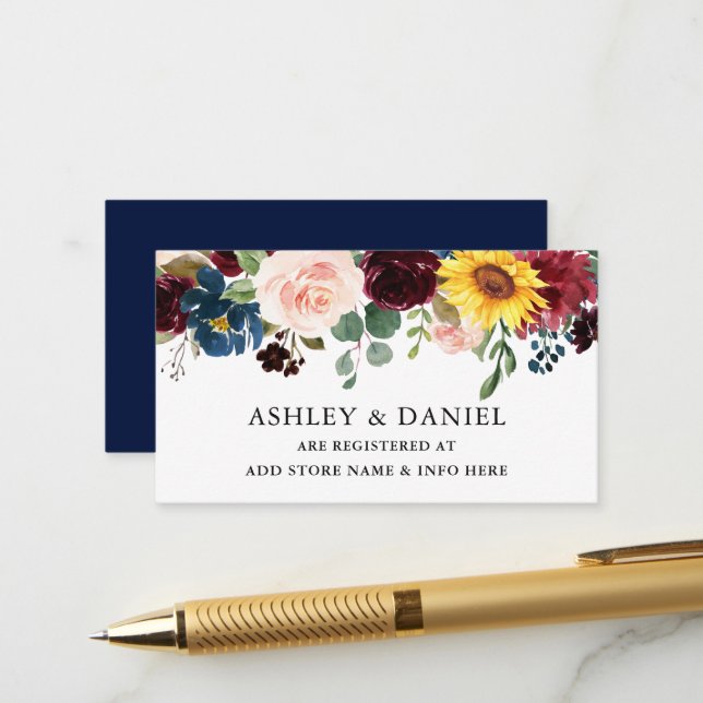 Elegante Aquarellfarben gemischte Blütenfarben Begleitkarte (Vorderseite/Rückseite Beispiel)
