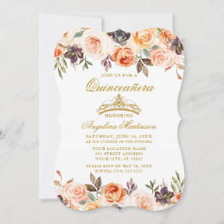 Elegante Aquarellfarben Herbst Flora Gold Quincean Einladung