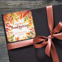 Elegante Aquarellfarben-Herbstlaube - Grenz-Ernted Quadratischer Aufkleber