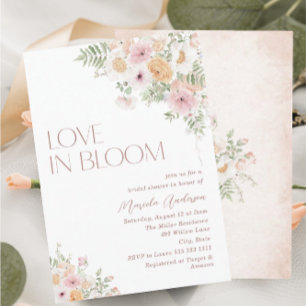 Elegante Aquarellfarben-Liebe in blutrosa Blume B Einladung