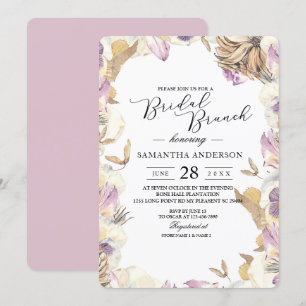 Elegante Aquarellfarben Lila & Gelb Blume Einladung