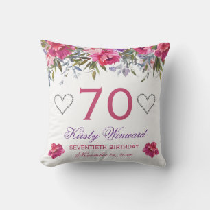 Elegante Aquarellfarben Lila & rosa Blume Geburtst Kissen