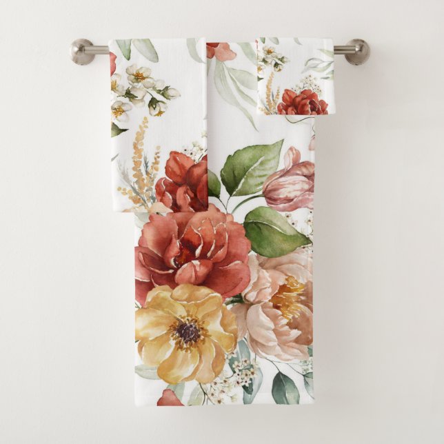 Elegante Aquarellfarben mit blumengeschmückter Opt Badhandtuch Set (Insitu)