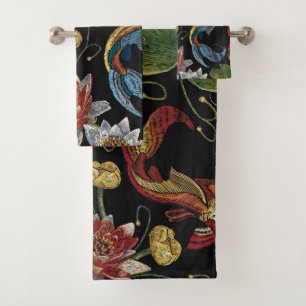 Elegante Aquarellfarben mit blumengeschmückter Opt Badhandtuch Set