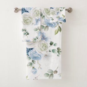 Elegante Aquarellfarben mit blumengeschmückter Opt Badhandtuch Set