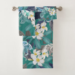 Elegante Aquarellfarben mit blumengeschmückter Opt Badhandtuch Set