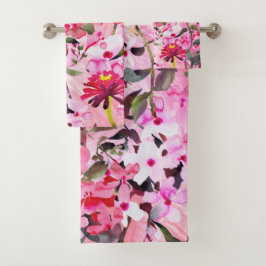 Elegante Aquarellfarben mit blumengeschmückter Opt Badhandtuch Set