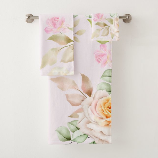 Elegante Aquarellfarben mit blumengeschmückter Opt Badhandtuch Set (Insitu)