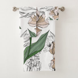 Elegante Aquarellfarben mit blumengeschmückter Opt Badhandtuch Set
