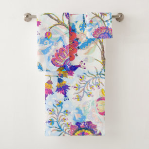 Elegante Aquarellfarben mit blumengeschmückter Opt Badhandtuch Set