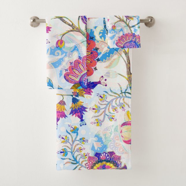 Elegante Aquarellfarben mit blumengeschmückter Opt Badhandtuch Set (Insitu)