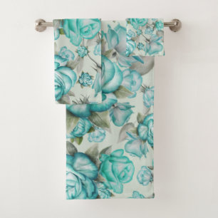 Elegante Aquarellfarben mit blumengeschmückter Opt Badhandtuch Set