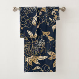 Elegante Aquarellfarben mit blumengeschmückter Opt Badhandtuch Set