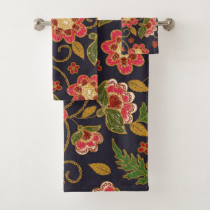 Elegante Aquarellfarben mit blumengeschmückter Opt Badhandtuch Set
