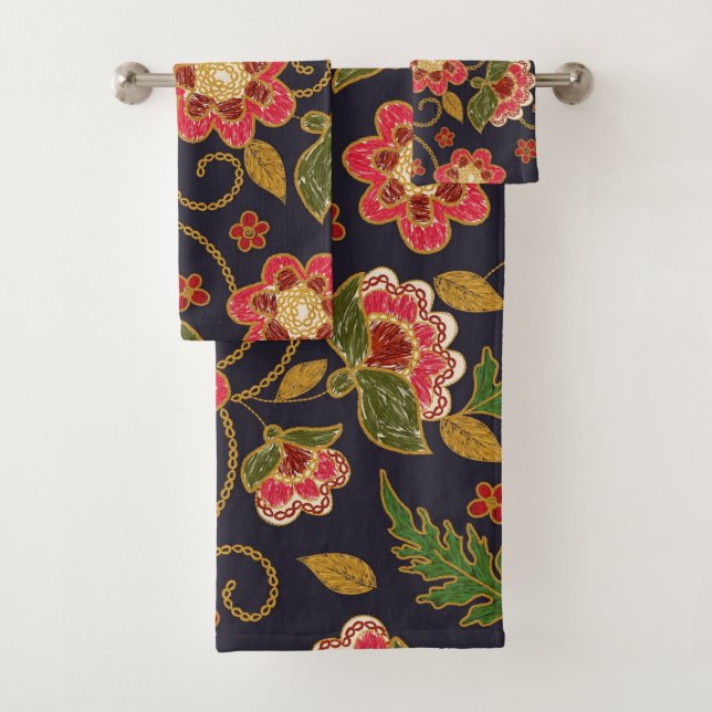 Elegante Aquarellfarben mit blumengeschmückter Opt Badhandtuch Set (Insitu)