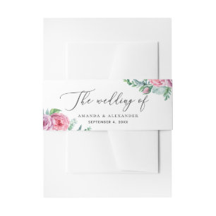 Elegante Aquarellfarben Rosa-Boho Blumenschrift Ho Einladungsbanderole