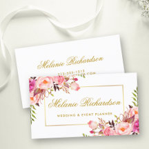 Elegante Aquarellfarben Rosa Flora und Goldrahmen