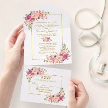 Elegante Aquarellfarben Rosa Rosa Rosa Gold