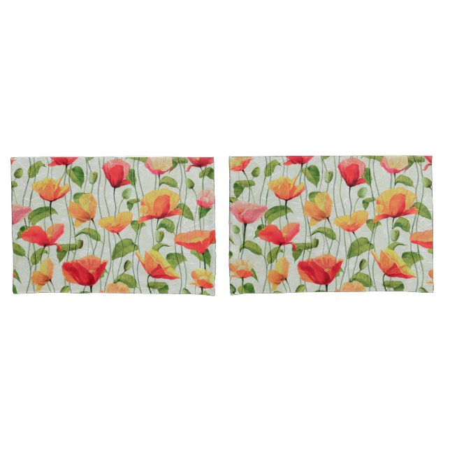 Elegante Aquarellfarben Rosa und Gelbe Blumen | Kissenbezug (Vorderseite-Set)