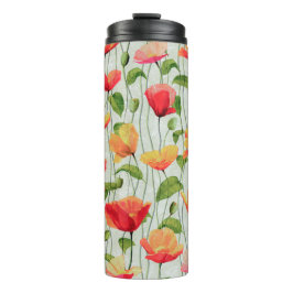 Elegante Aquarellfarben Rosa und Gelbe Blumen | Thermosbecher