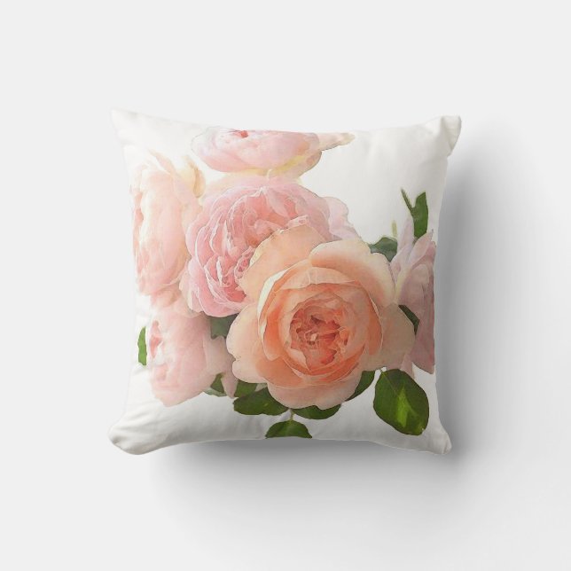 Elegante Aquarellfarben-Rose Blume Blumenvorlage Kissen (Vorderseite)