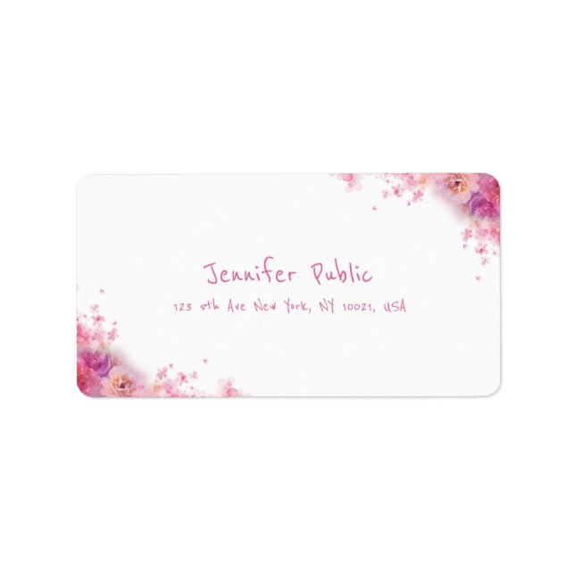 Elegante Aquarellfarben Rose Blumenmuster Moderne  Adressaufkleber (Vorne)