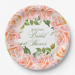 Elegante Aquarellfarben Rose Chic Brautparty Paper Pappteller