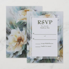 Elegante Aquarellfarben Rose Creme and Sage Green RSVP Karte