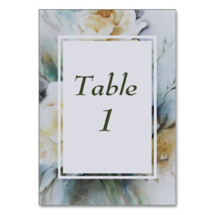 Elegante Aquarellfarben Rose Creme and Sage Green Tischnummer