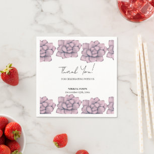 Elegante Aquarellfarben Rose Dank für Ihre Hochzei Serviette