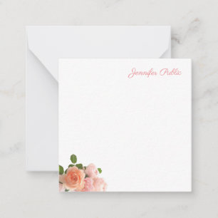 Elegante Aquarellfarben-Rose Handgeschriebene Text Mitteilungskarte