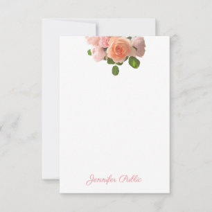 Elegante Aquarellfarben-Rose Handgeschriebene Vorl Mitteilungskarte