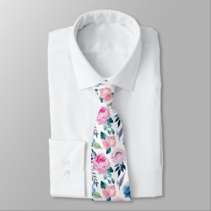 Elegante Aquarellfarben-Rose Hochzeitsmuster Krawatte
