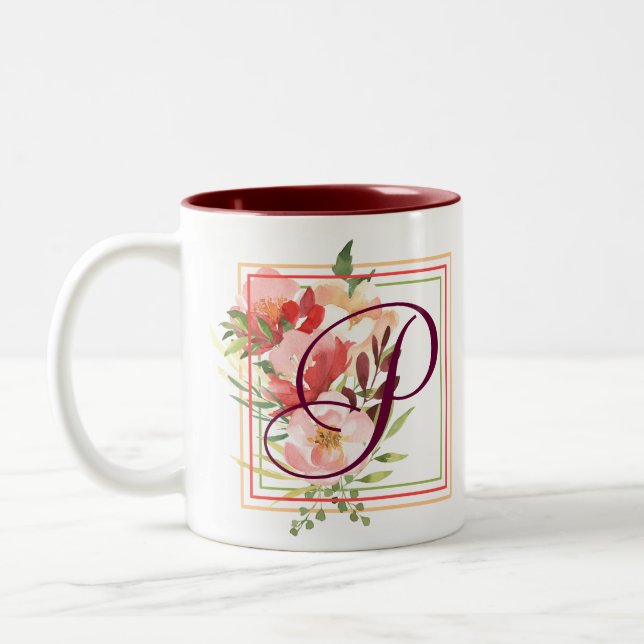 Elegante Aquarellfarben Rose Kaffee Tasse (Links)