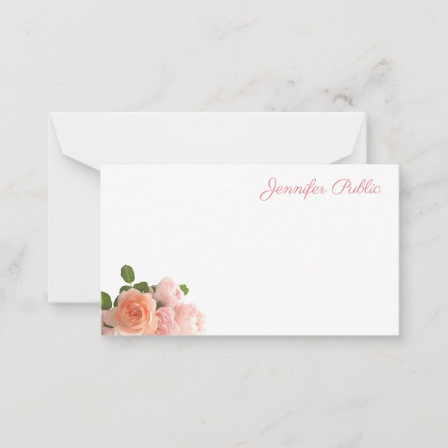 Elegante Aquarellfarben-Rose Pastellfarben-Vorlage Mitteilungskarte (Vorderseite)