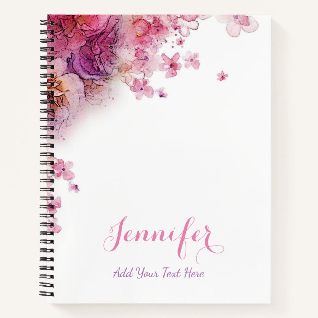 Elegante Aquarellfarben Rose Vorlage Moderne Blume Notizbuch (Vorderseite)