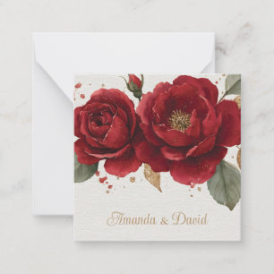 Elegante Aquarellfarben Rote Rosen mit Goldenem Gl Mitteilungskarte