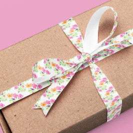 Elegante Aquarellfarben, Snapdragons und Blume Satinband