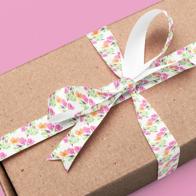 Elegante Aquarellfarben, Snapdragons und Blume Satinband (Von Creator hochgeladen)