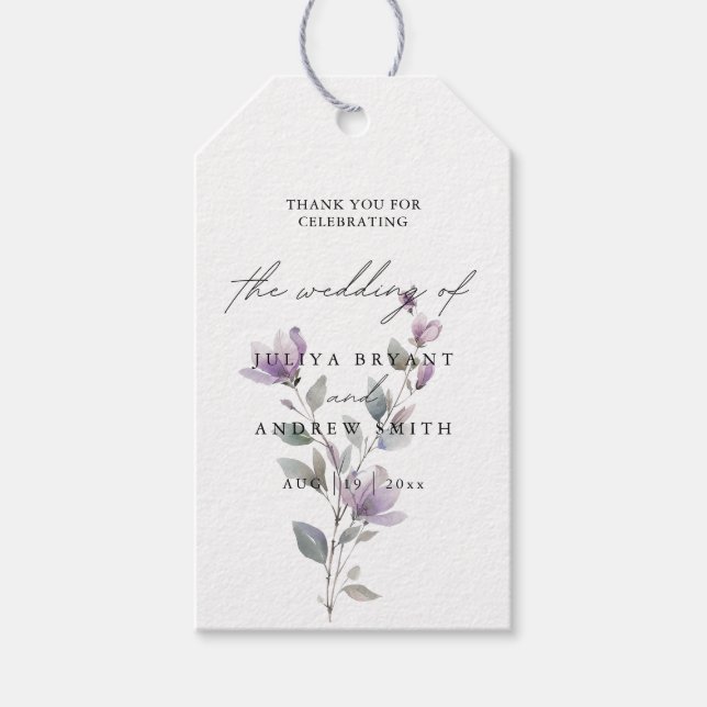 Elegante Aquarellfarben Stilschrift Hochzeit Geschenkanhänger (Vorderseite)