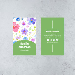 Elegante Aquarellfarben - Vertikal elegant Visitenkarte