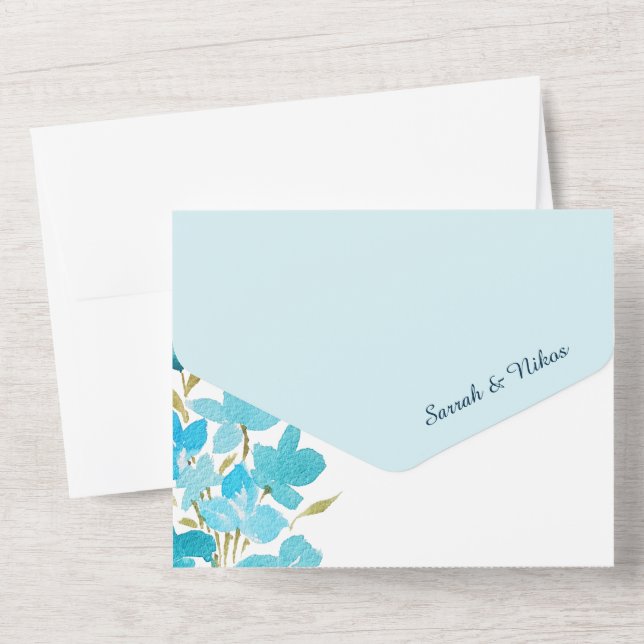 Elegante Aquarellfarben-Wildblume All In One Einladung (Rückseite)