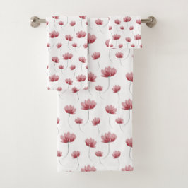 Elegante Aquarellfarben-Wildblume Badhandtuch Set